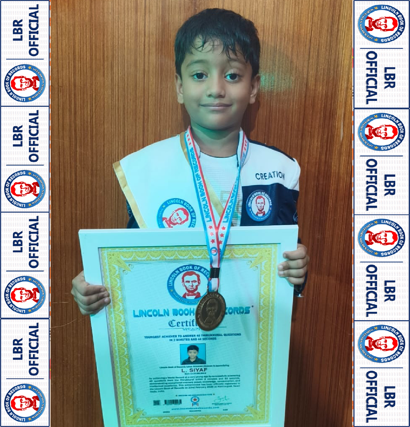 YOUNGEST ACHIEVER TO ANSWER 40 THIRUKKURAL QUESTIONS IN 2 MINUTES AND 44 SECONDS
